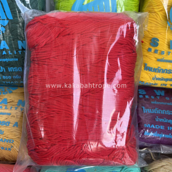 เชือกร่มถักกระเป๋าตราหงส์ สีแดงสด สีพื้น - Image 2