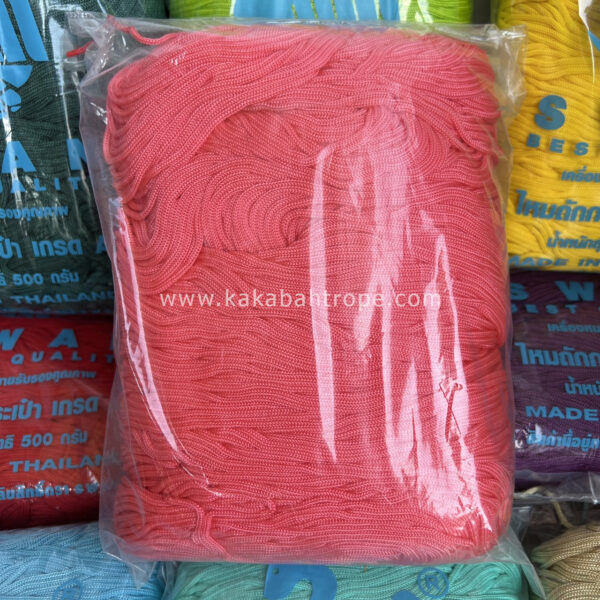 เชือกร่มถักกระเป๋าตราหงส์ สีแดงเลือดนก สีพื้น - Image 2