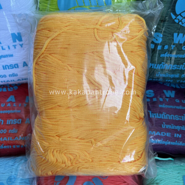 เชือกร่มถักกระเป๋าตราหงส์ สีเหลืองทอง สีพื้น