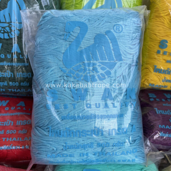 เชือกร่มถักกระเป๋าตราหงส์ สีฟ้าอ่อน สีพื้น