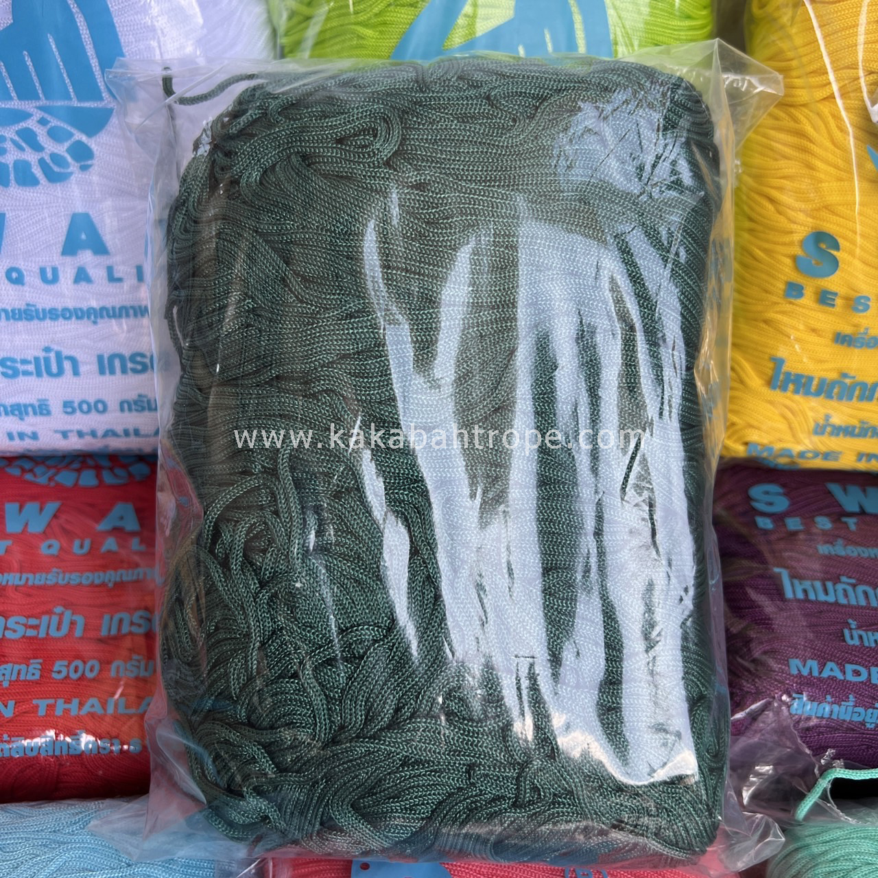 เชือกร่มถักกระเป๋าตราหงส์ สีเขียวหัวเป็ด สีพื้น - Image 2