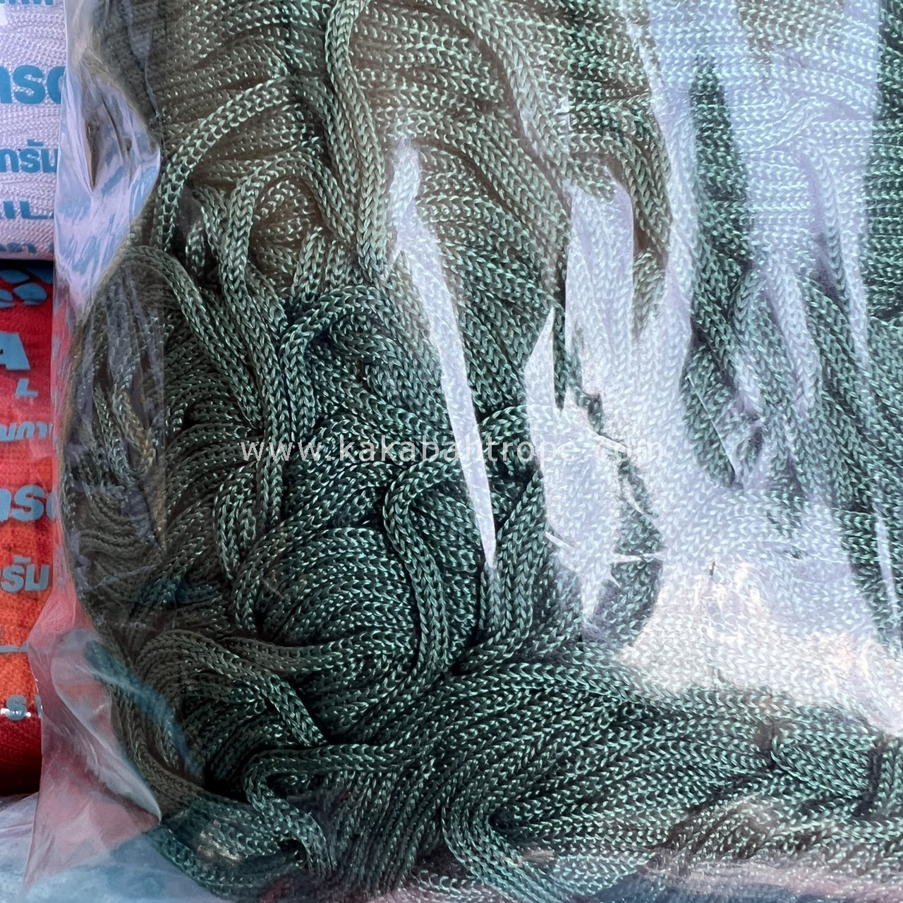 เชือกร่มถักกระเป๋าตราหงส์ สีเขียวหัวเป็ด สีพื้น - Image 3