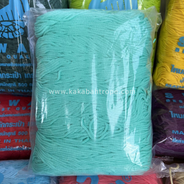 เชือกร่มถักกระเป๋าตราหงส์ สีเขียวมิ้น สีพื้น