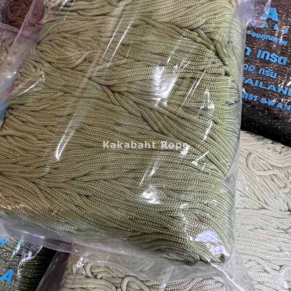 เชือกร่มถักกระเป๋าตราหงส์ สีเขียวขี้ม้า สีพื้น