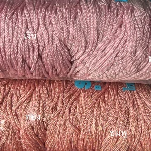 ไหมถักกระเป๋าแบบดิ้นเงิน ทอง เชือกร่มตราหงส์ สีชมพู